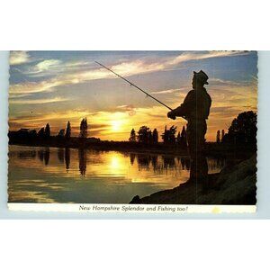 Postcard New Hampshire sunset and fishing calm splendor